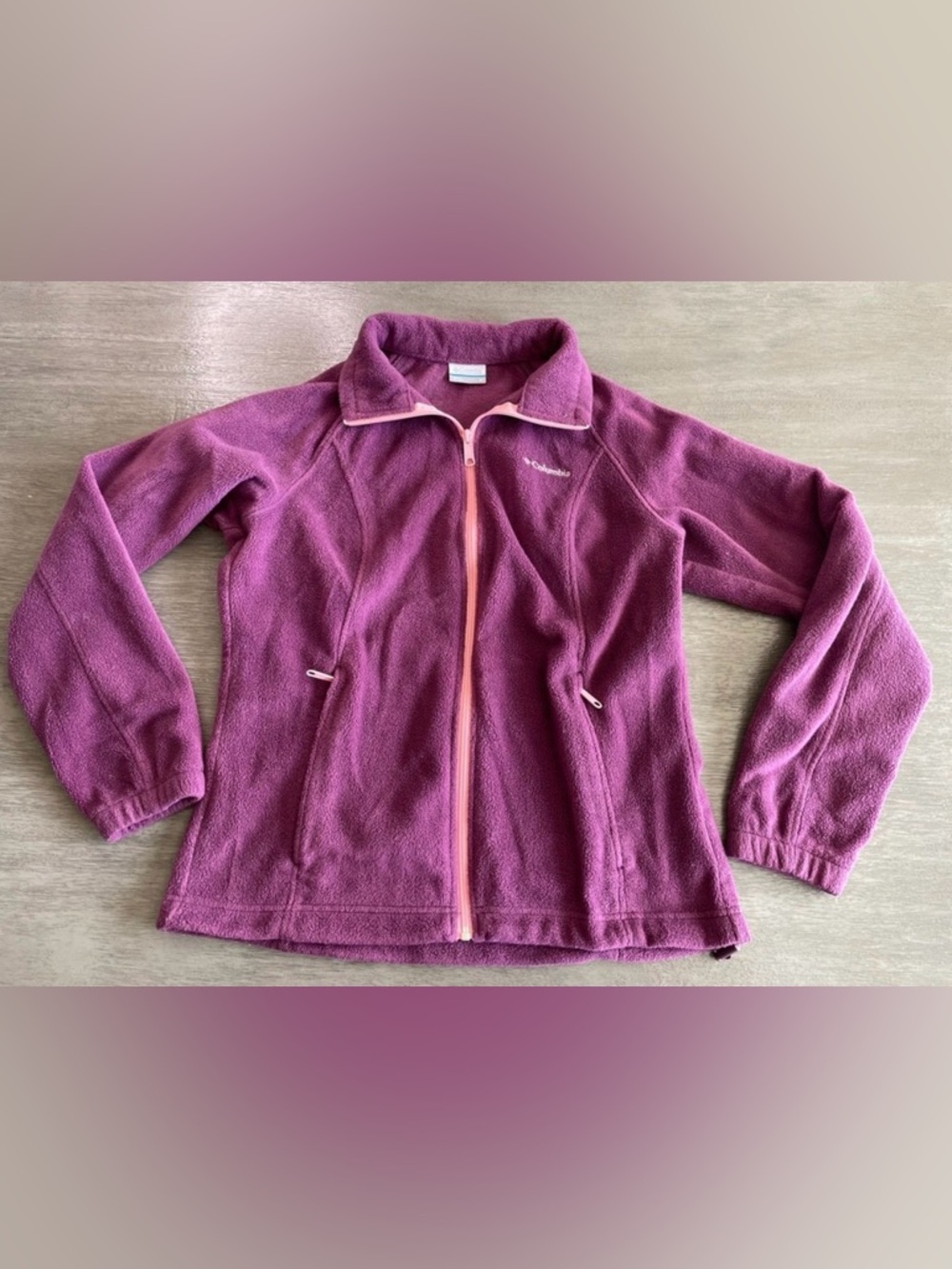 Columbia Purple Pink Zip Up Teddy Jacket M